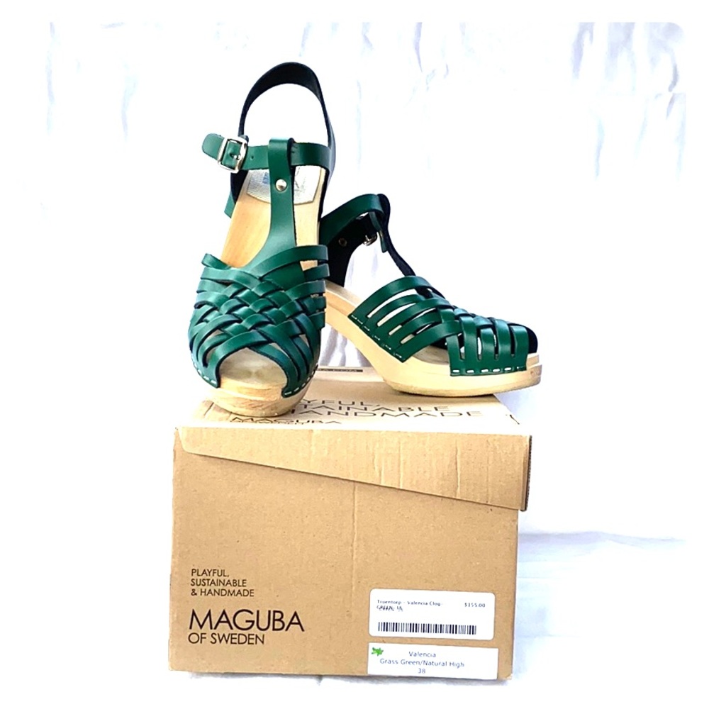 Maguba of Sweden grass green Valencia clog sandals